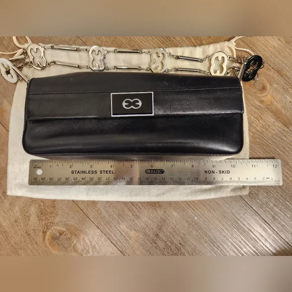 Escada Black Leather Chain Clutch Bag - Picture 3 of 8